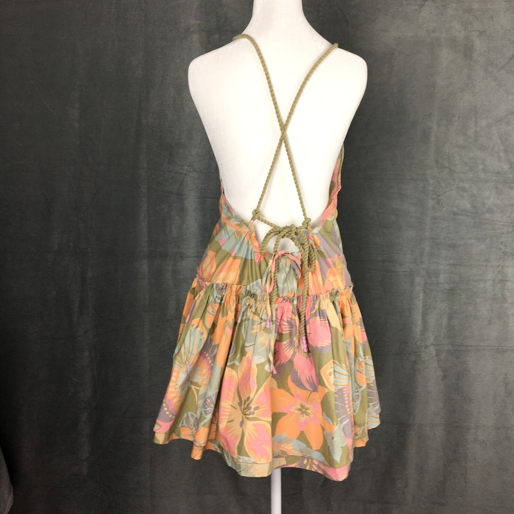 Free People Women's Sz‎ XS Deserted Island Colorful Floral Tiered Mini Dress NWD